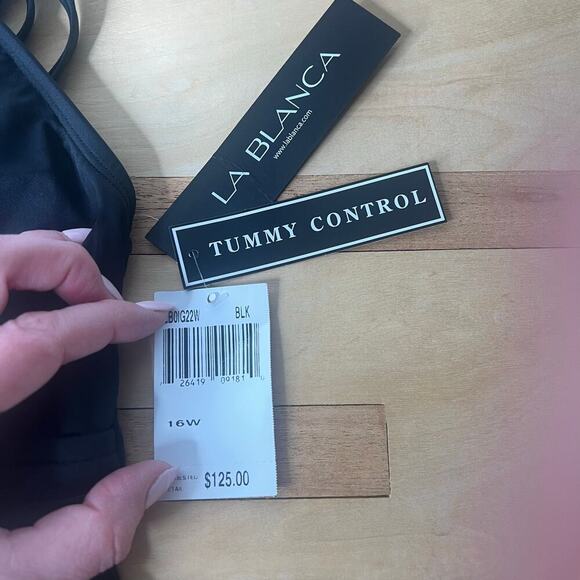 NWT La Blanca Tummy Control Multi Strap Cross-Back One-Piece Swimsuit Size 16 - Picture 14 of 14